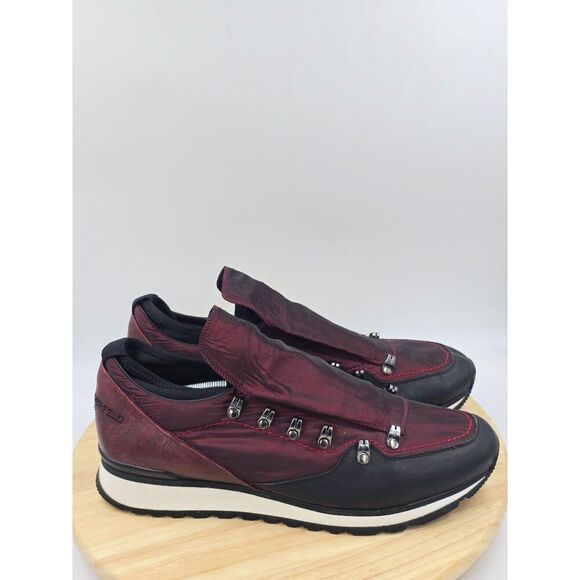 KARL LAGERFELD Paris Low Top Hiking Shoe Nylon & Leather MENS  Sz 13M Maroon